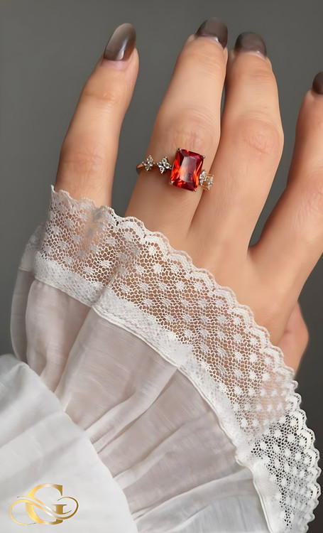 خرید انگشتر نگین قرمز ژوپینگ