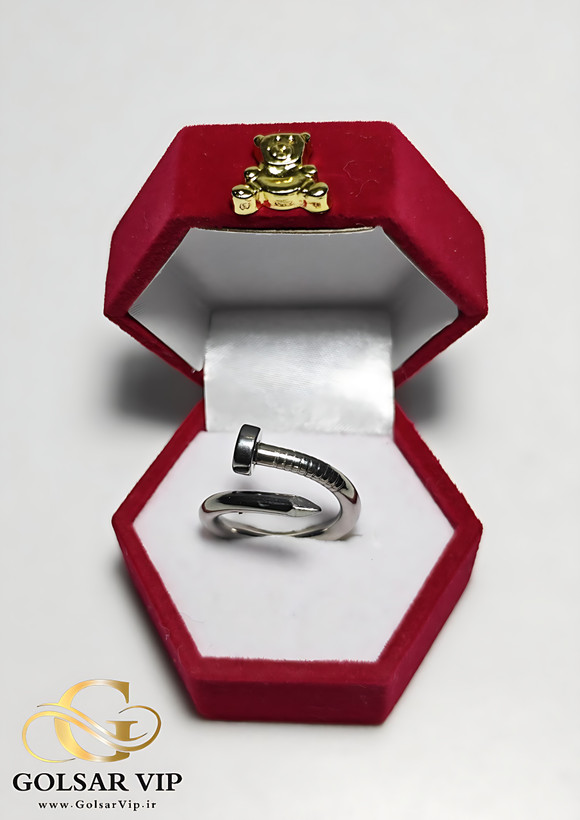 انگشتر میخی نقرهای رنگ ثابت و ضد حساسیت آلیاژ استیل