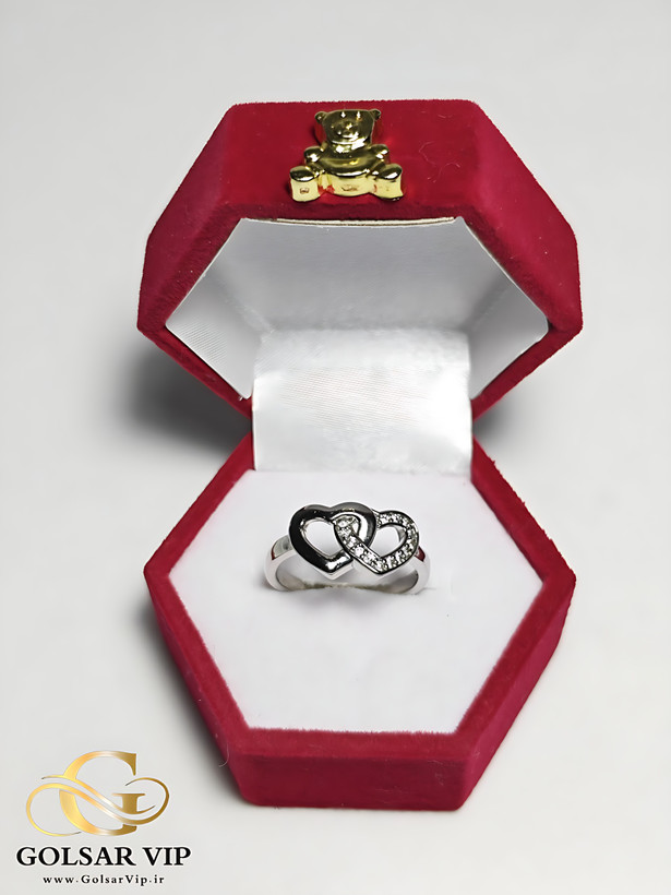 انگشتر پیوند قلب نقرهای رنگ ثابت و ضد حساسیت آلیاژ استیل