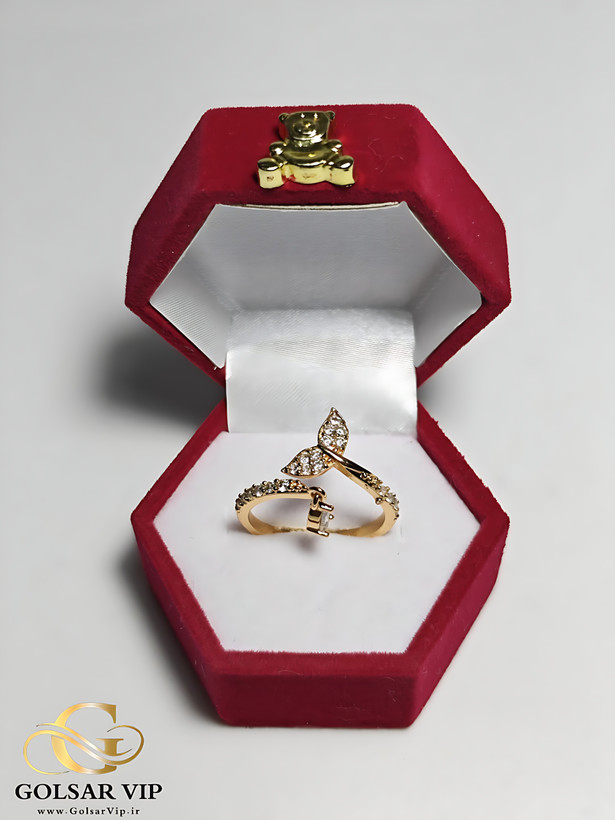 انگشتر وال طلایی میکرو نگین رنگ ثابت ضد حساسیت آلیاژ استیل آبکاری طلا