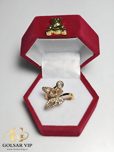 انگشتر پروانه طلایی رنگ ثابت و ضد حساسیت آلیاژ استیل