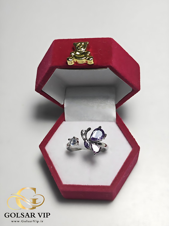 انگشتر پروانه بنفش رنگ ثابت و ضدحساسیت آلیاژ استیل کیفیت بالا