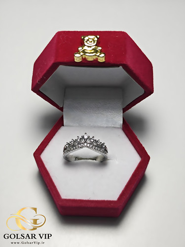 انگشتر تاج نگینی رنگ ثابت و ضد حساسیت آلیاژ استیل