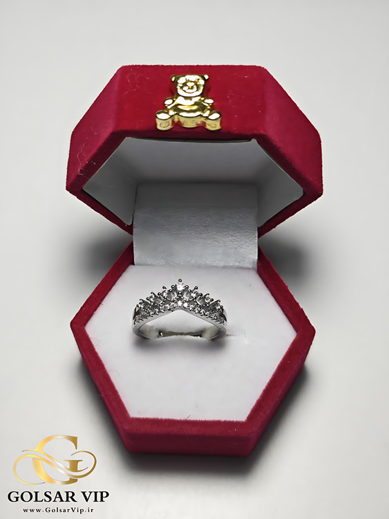 انگشتر تاج نگینی رنگ ثابت و ضد حساسیت آلیاژ استیل