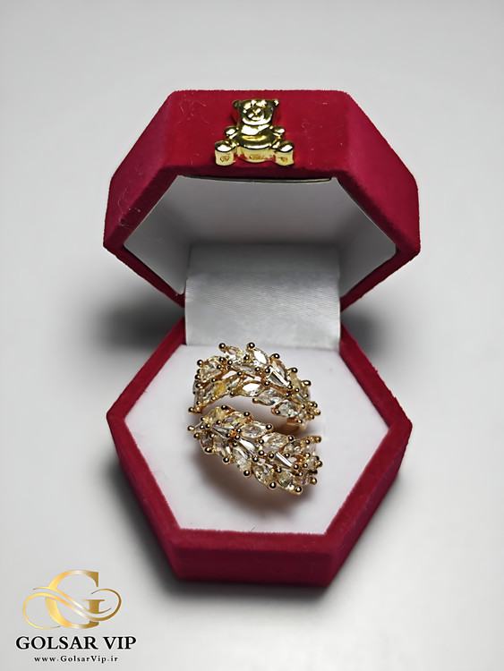 انگشتر خوشه گندم طلایی رنگ ثابت و ضد حساسیت آلیاژ استیل