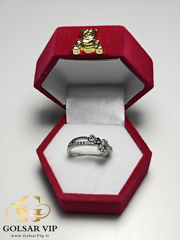 انگشتر استیل قلب میکرو نگین فانتزی رنگ ثابت و ضد حساسیت آلیاژ استیل