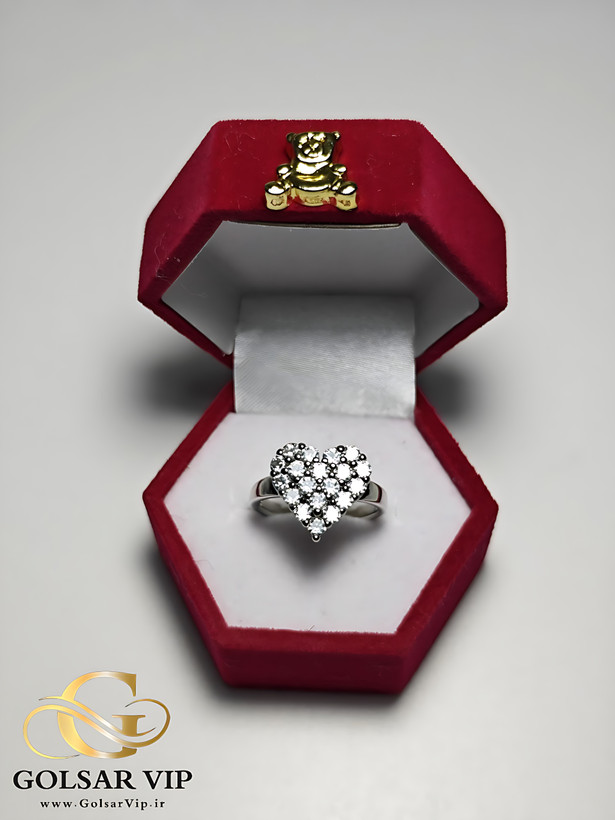 انگشتر قلب میکرو نگین رنگ ثابت و ضد حساسیت آلیاژ استیل