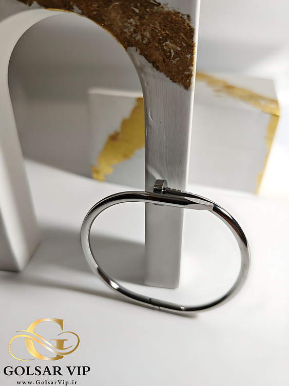 بنگل میخی نقرهای رنگ ثابت و ضد حساسیت آلیاژ استیل کیفیت بالا