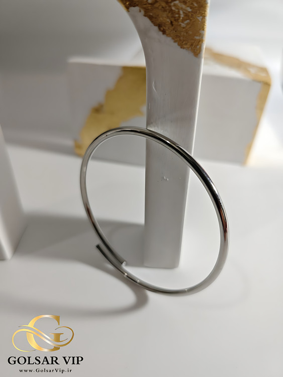 بنگل ساده نقرهای رنگ ثابت و ضد حساسیت آلیاژ استیل کیفیت بالا