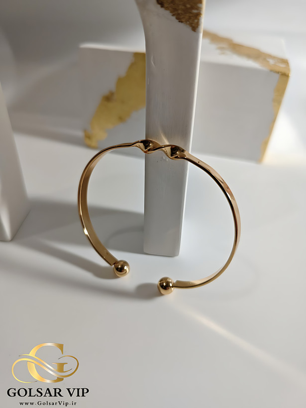 بنگل پیچی ساده رنگ ثابت و ضد حساسیت آلیاژ استیل با آبکاری طلا - ارسال فوری