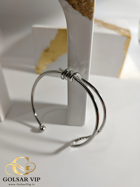 بنگل استیل رنگ ثابت و ضد حساسیت طرح سیم خاردار فانتزی - ارسال فوری