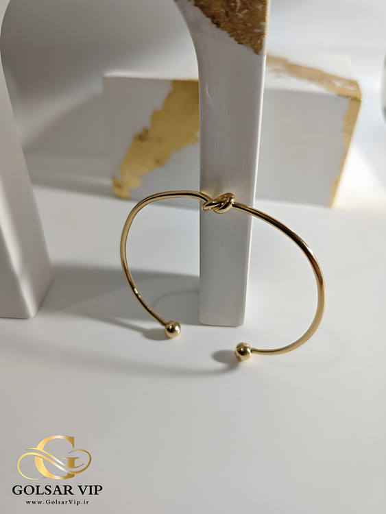 بنگل طلایی گره استیل رنگ ثابت و ضد حساسیت تضمینی - ارسال فوری