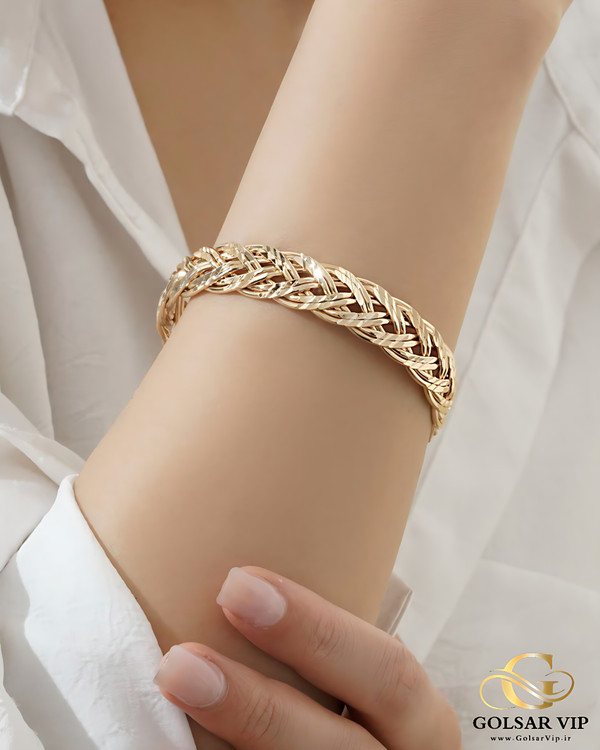 بنگل حسیری رنگ ثابت و ضد حساسیت آلیاژ استیل با آبکاری طلا کیفیت عالی