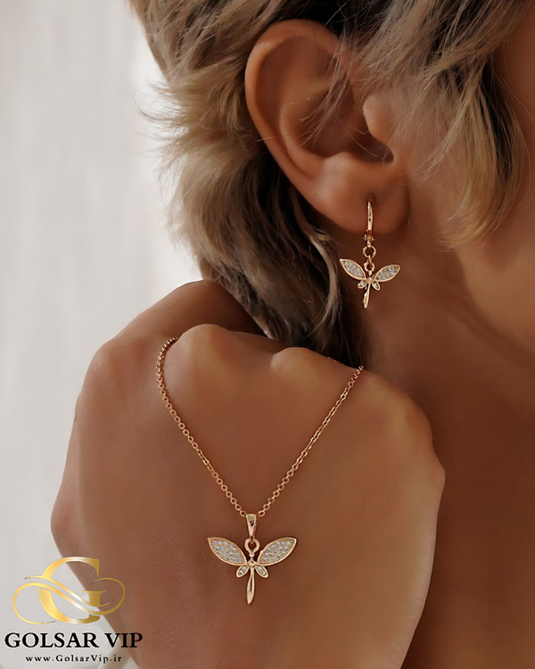 نیمست استیل طلایی طرح فرشته نگهبان رنگ ثابت و ضد حساسیت آلیاژ استیل