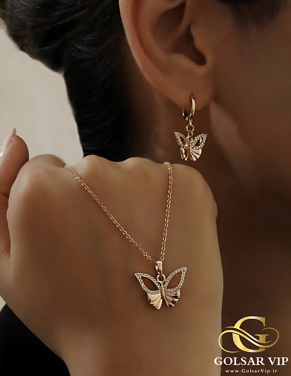 نیمست استیل طلایی طرح پروانه باز رنگ ثابت و ضد حساسیت