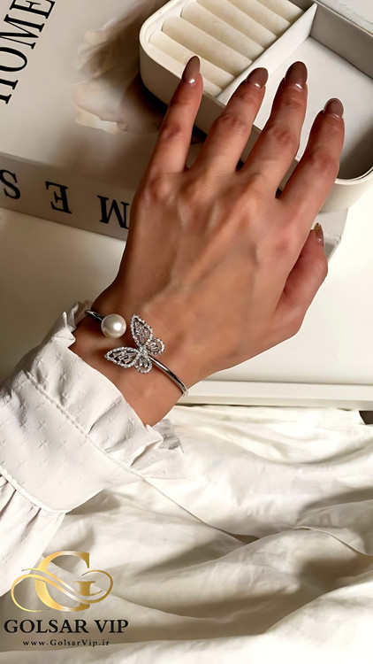 بنگل النگویی استیل پروانه رنگ ثابت و ضد حساسیت آلیاژ استیل کیفیت بالا