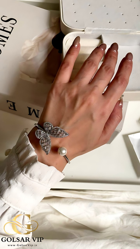 دستبند استیل پروانه رنگ ثابت و ضد حساسیت آلیاژ استیل کیفیت بالا