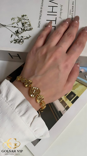 دستبند طرح طلا رنگ ثابت و ضد حساسیت آلیاژ استیل با آبکاری طلا کیفیت بالا