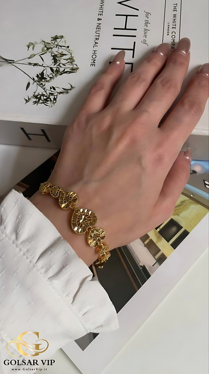 دستبند طرح طلا رنگ ثابت و ضد حساسیت آلیاژ استیل با آبکاری طلا کیفیت بالا