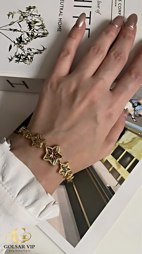 دستبند طرح طلا ستاره رنگ ثابت و ضد حساسیت آلیاژ استیل با آبکاری طلا کیفیت بالا