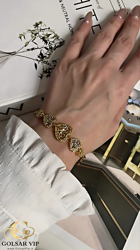 دستبند طرح طلا رنگ ثابت و ضد حساسیت آلیاژ استیل با آبکاری طلا کیفیت بالا