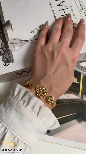 دستبند طرح طلا رنگ ثابت و ضد حساسیت آلیاژ استیل با آبکاری طلا کیفیت بالا