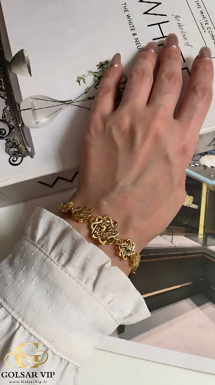 دستبند طرح طلا رنگ ثابت و ضد حساسیت آلیاژ استیل با آبکاری طلا کیفیت بالا