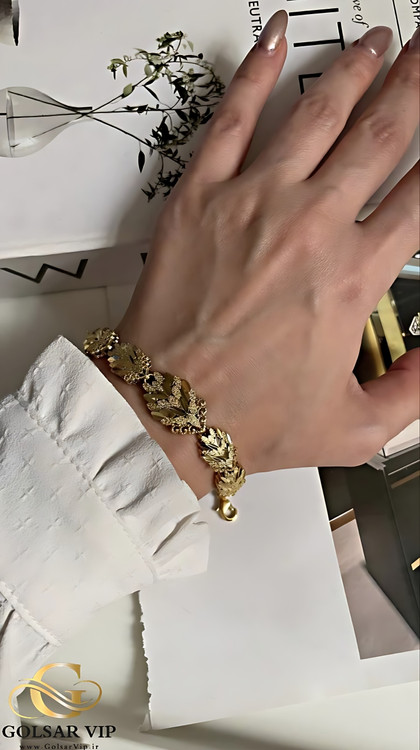 دستبند طرح طلا رنگ ثابت و ضد حساسیت آلیاژ استیل با آبکاری طلا کیفیت بالا