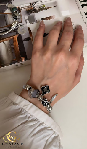 دستبند پاندورا ونکلیف مشکی رنگ ثابت و ضد حساسیت آلیاژ استیل کیفیت بالا