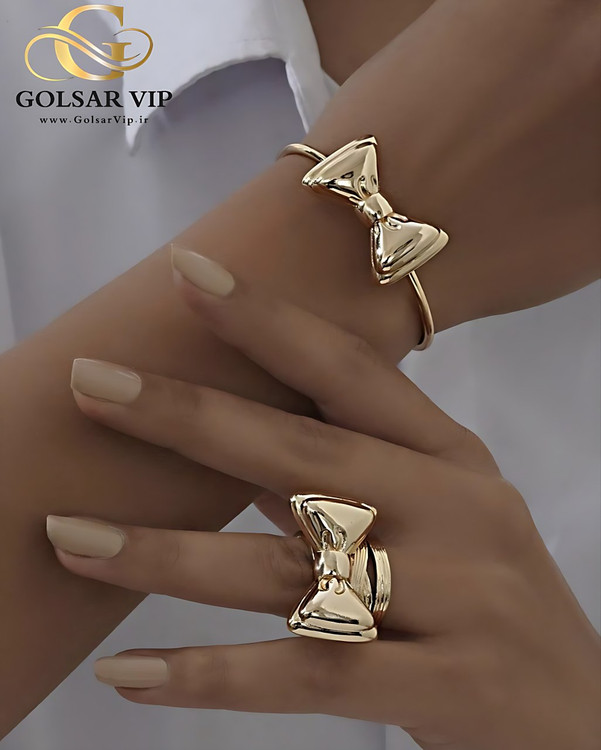 نیمست پاپیون رنگ ثابت و ضد حساسیت آلیاژ استیل با آبکاری طلا کیفیت بالا