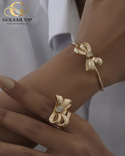 نیمست پاپیون فانتزی رنگ ثابت و ضد حساسیت آلیاژ استیل با آبکاری طلا کیفیت بالا