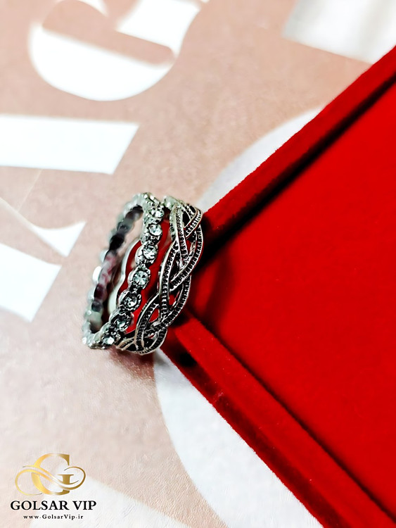 انگشتر حلقه و پشت حلقه رنگ ثابت و ضد حساسیت آلیاژ استیل کیفیت بالا