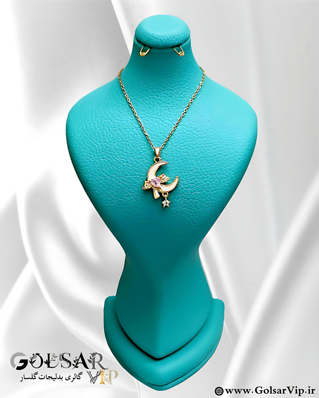 گردنبند ماه رنگ ثابت و ضد حساسیت - آلیاژ استیل با آبکاری طلا کیفیت بالا
