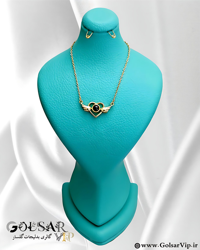 گردنبند قلب دوست دارم به صد زبان دنیا رنگ ثابت و ضد حساسیت آلیاژ استیل با آبکاری طلا کیفیت عالی