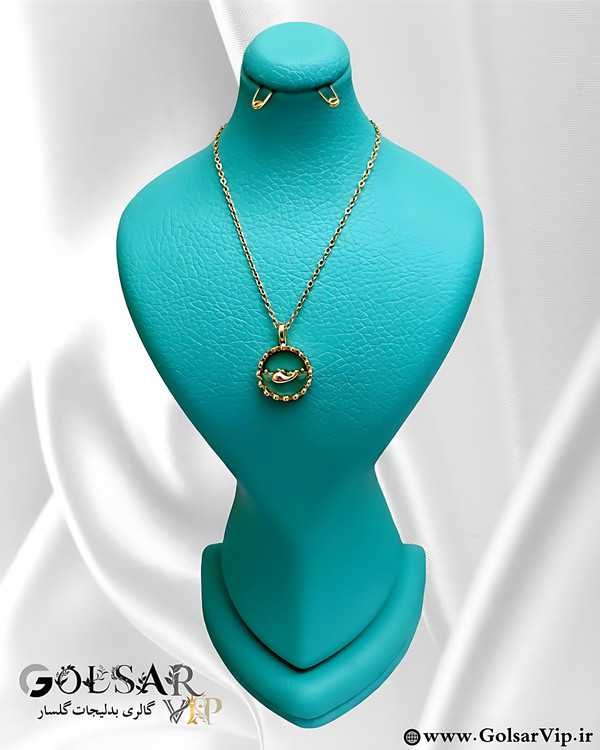 گردنبند دلفین طلایی رنگ ثابت و ضد حساسیت آلیاژ استیل با آبکاری طلا کیفیت عالی