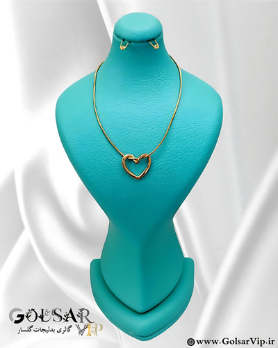 گردنبند قلب طلایی رنگ ثابت و ضد حساسیت آلیاژ استیل با آبکاری طلا کیفیت عالی