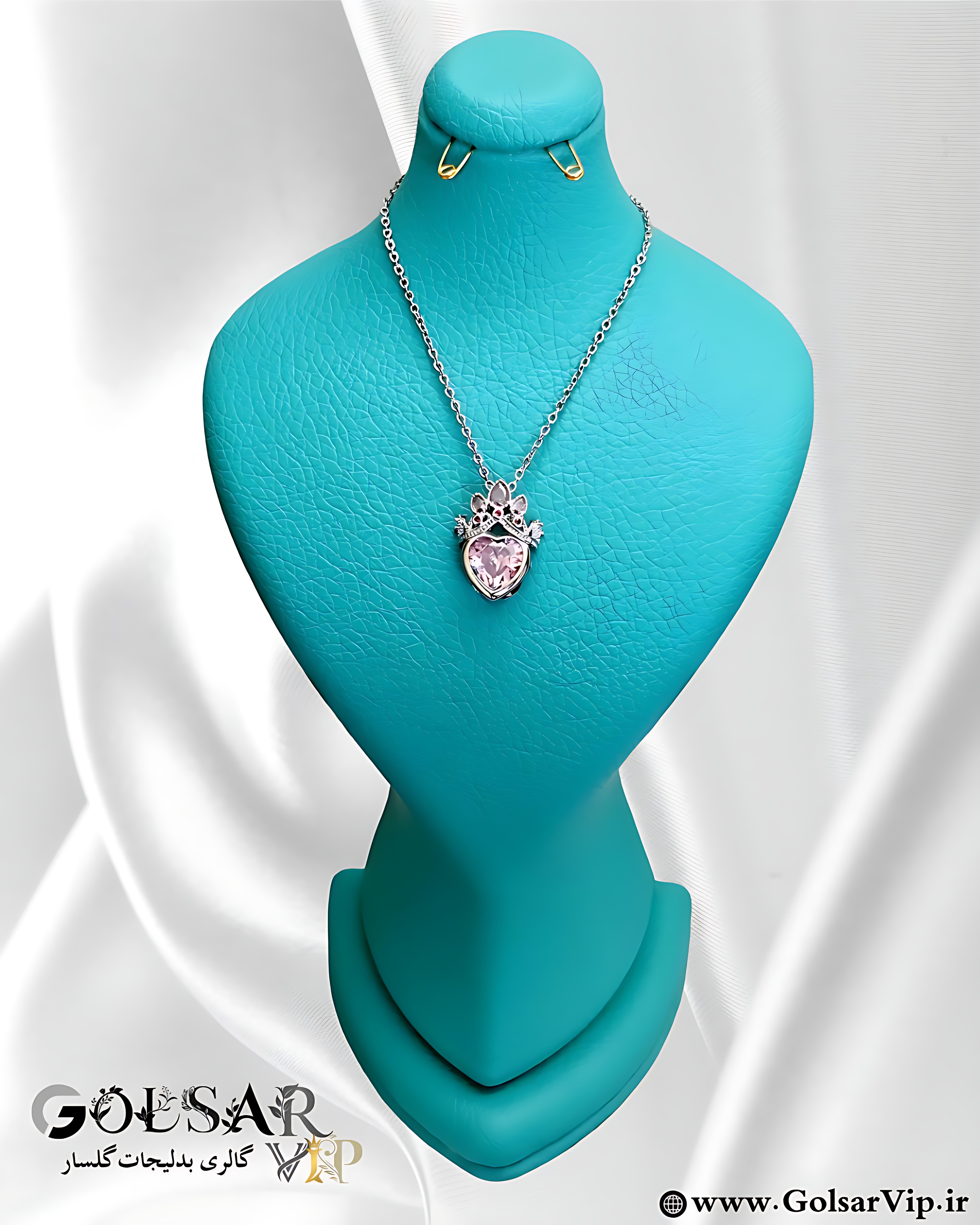 گردنبند راپونزل‌ صورتی رنگ ثابت و ضد حساسیت آلیاژ استیل کیفیت بالا