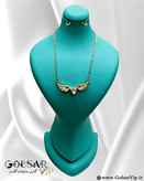 گردنبند قلب بالدار نگین صورتی طلایی رنگ ثابت و ضد حساسیت آلیاژ استیل با آبکاری طلا کیفیت بالا