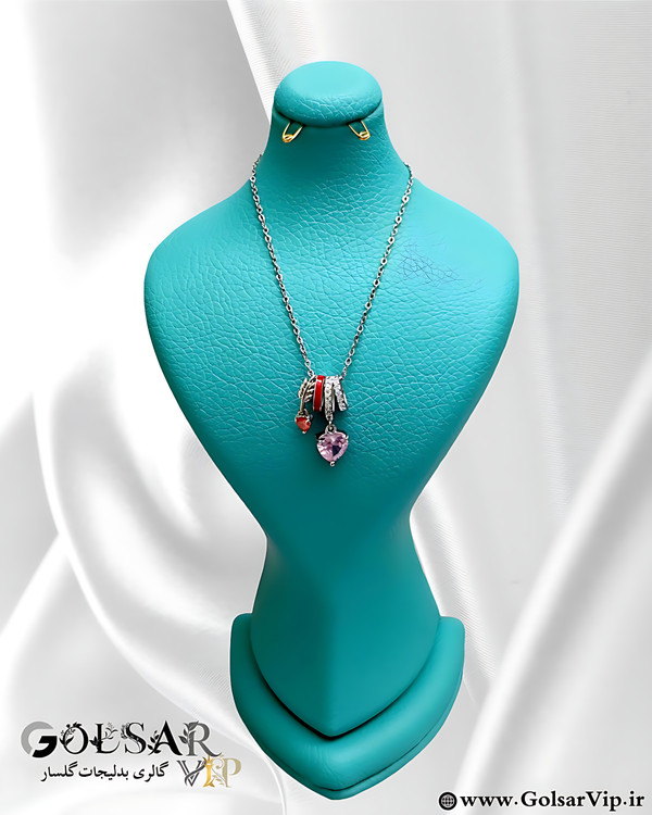 گردنبند آویز قلب رنگ ثابت و ضد حساسیت آلیاژ استیل کیفیت بالا