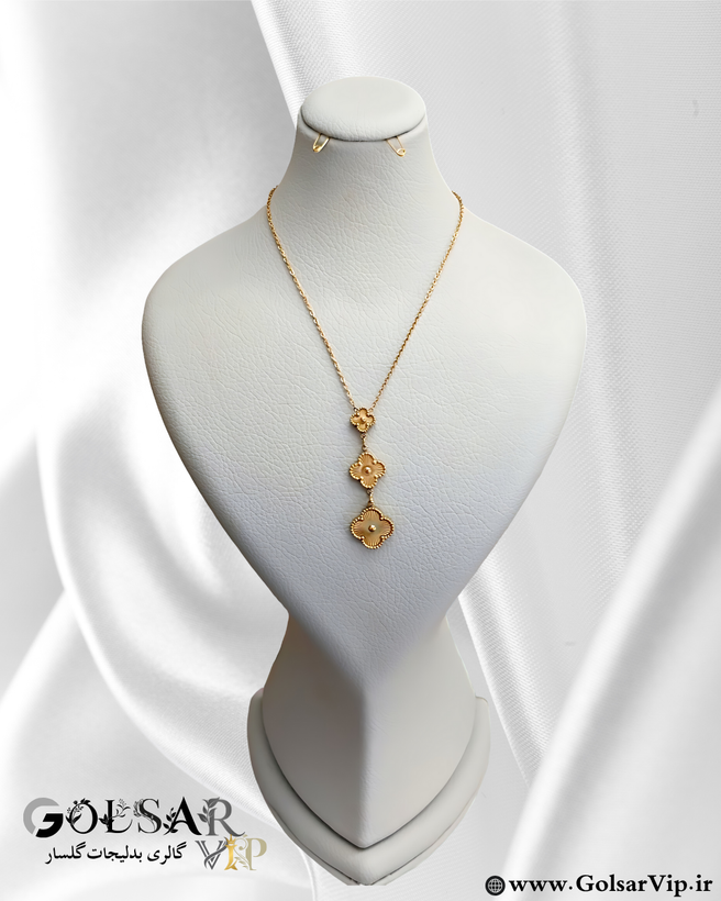 گردنبند ونکلیف طلایی رنگ ثابت و ضد حساسیت آلیاژ استیل با آبکاری طلا کیفیت بالا