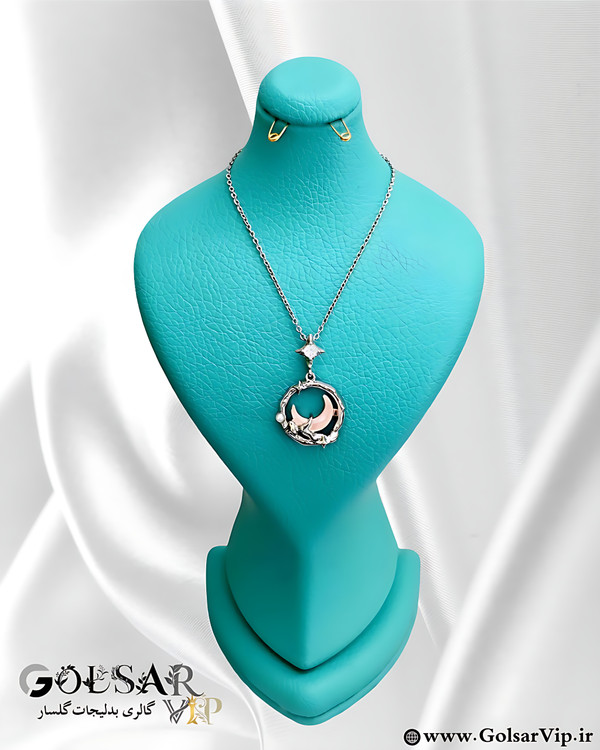 گردنبند ماه صورتی رنگ ثابت و ضد حساسیت آلیاژ استیل با کیفیت عالی