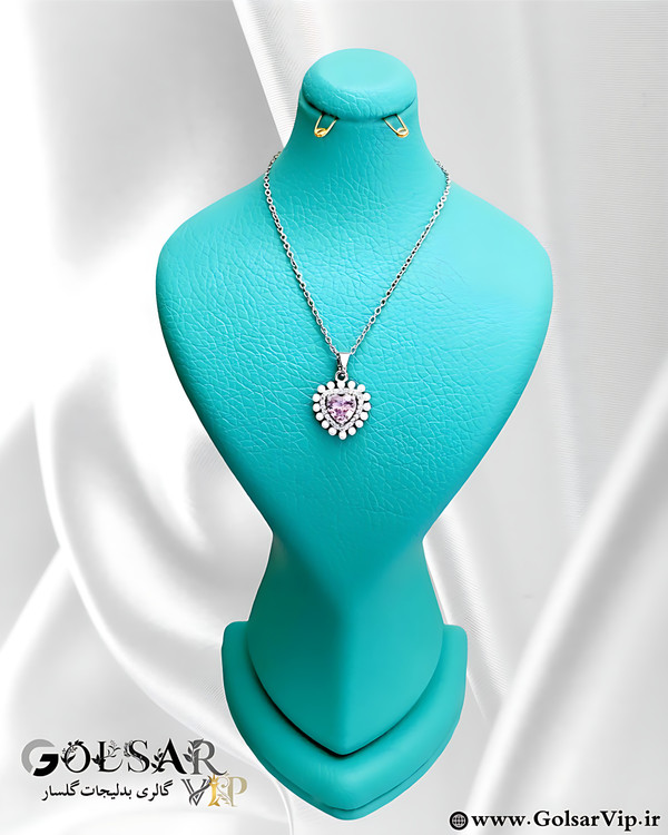 گردنبند قلب صورتی رنگ ثابت و ضد حساسیت آلیاژ استیل با کیفیت عالی