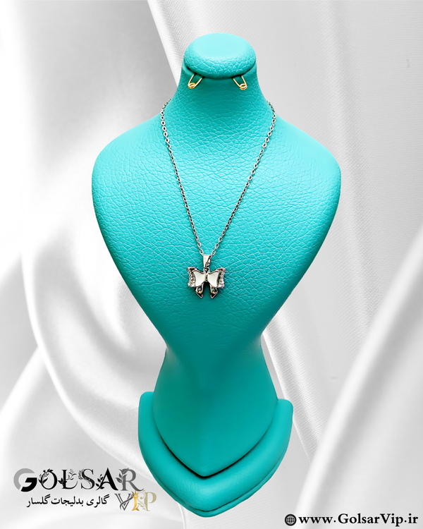 گردنبند پاپیون رنگ ثابت و ضد حساسیت آلیاژ استیل کیفیت بالا