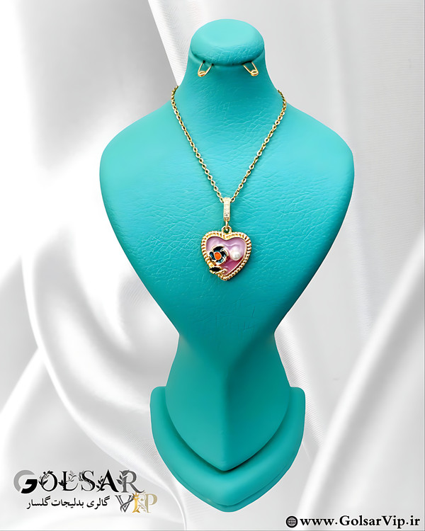 گردنبند گل سبز رنگ ثابت و ضد حساسیت آلیاژ استیل با آبکاری طلا کیفیت بالا