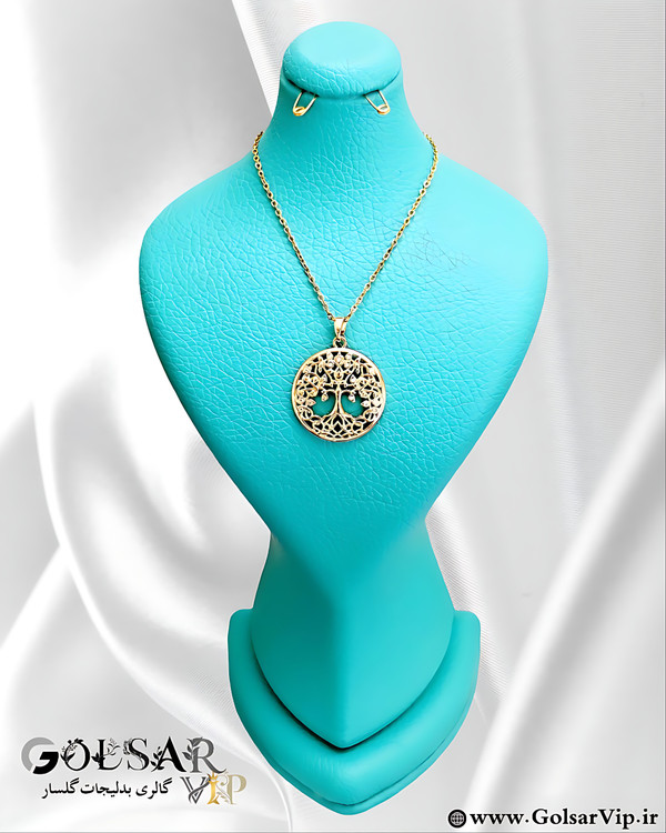 گردنبند تک درخت رنگ ثابت و ضد حساسیت آلیاژ استیل با آبکاری طلا کیفیت بالا