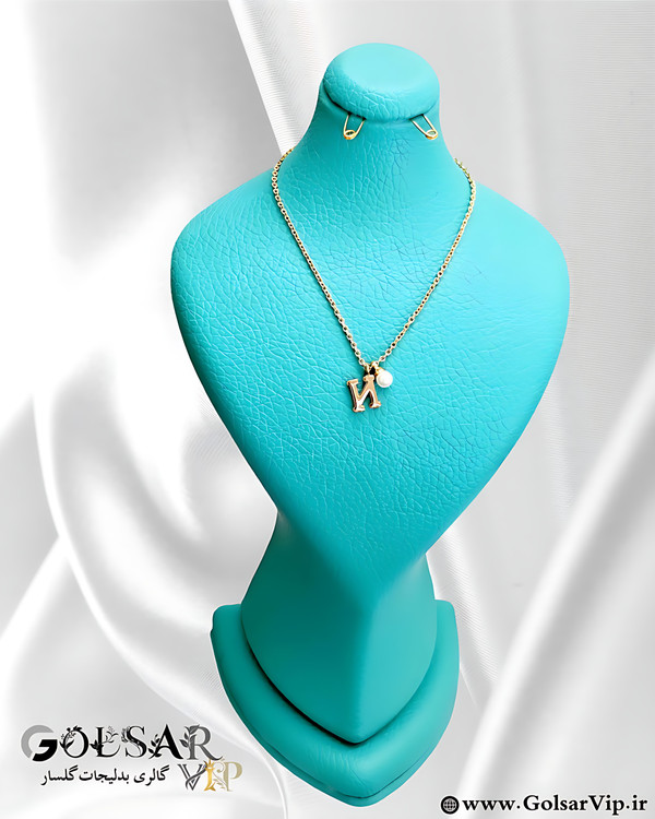 گردنبند حروف انگلیسی N رنگ ثابت و ضد حساسیت آلیاژ استیل با آبکاری طلا کیفیت عالی