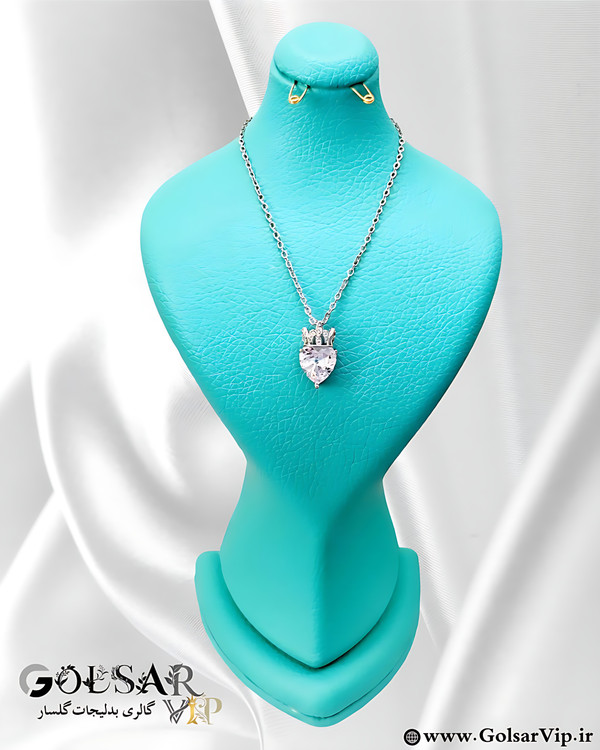 گردنبند قلب براق تاج رنگ ثابت و ضد حساسیت آلیاژ استیل کیفیت بالا