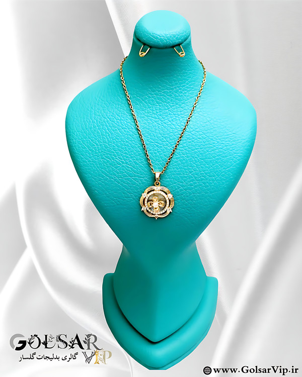 گردنبند گل میناکاری رنگ ثابت و ضد حساسیت آلیاژ استیل با آبکاری طلا کیفیت بالا