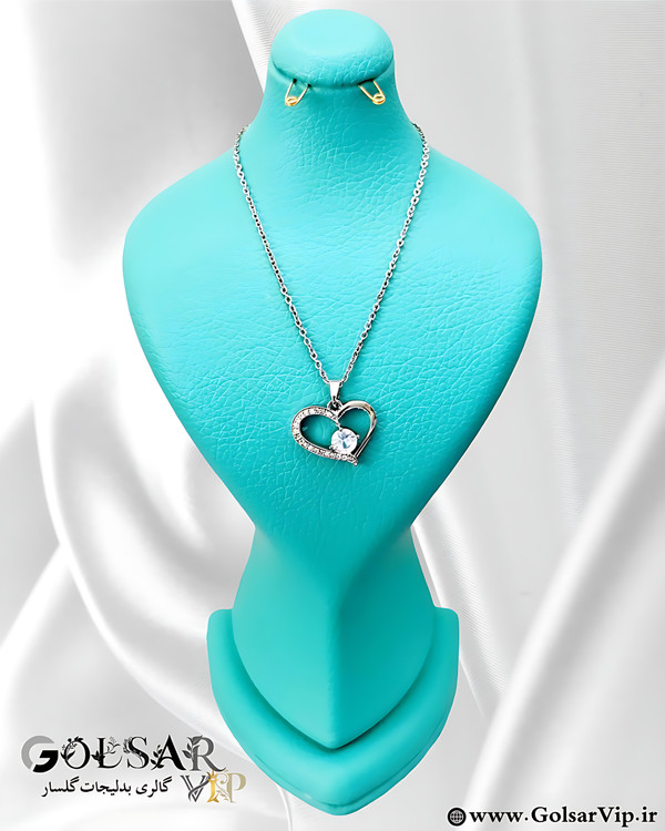 گردنبند قلب نگین براق رنگ ثابت و ضد حساسیت آلیاژ استیل کیفیت بالا