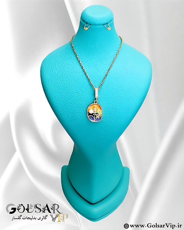گردنبند گل فانتزی میناکاری رنگ ثابت و ضد حساسیت آلیاژ استیل با آبکاری طلا کیفیت بالا